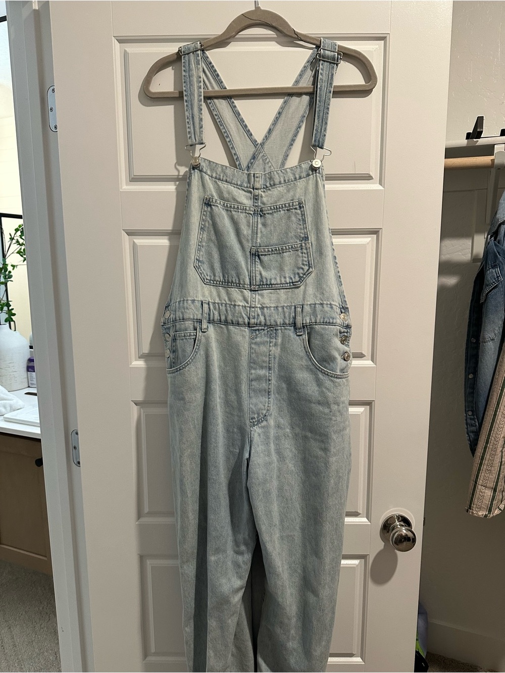 Free People Light Blue Denim Overalls